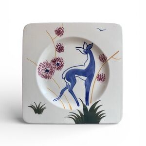 VTG 50s GIEN hand painted porcelain ceramic desert bread plate set x 6